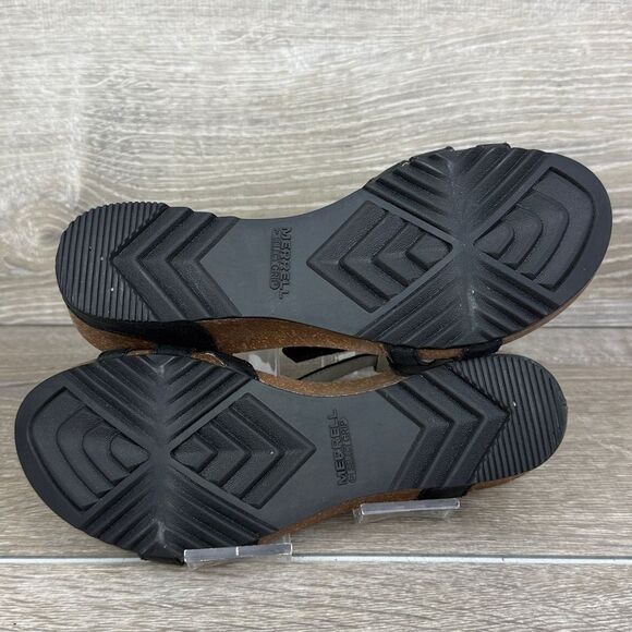 Merrell Revalli Women’s Sz 7 Black Leather Slingback Wedge Hook & Loop Sandals - Picture 8 of 11